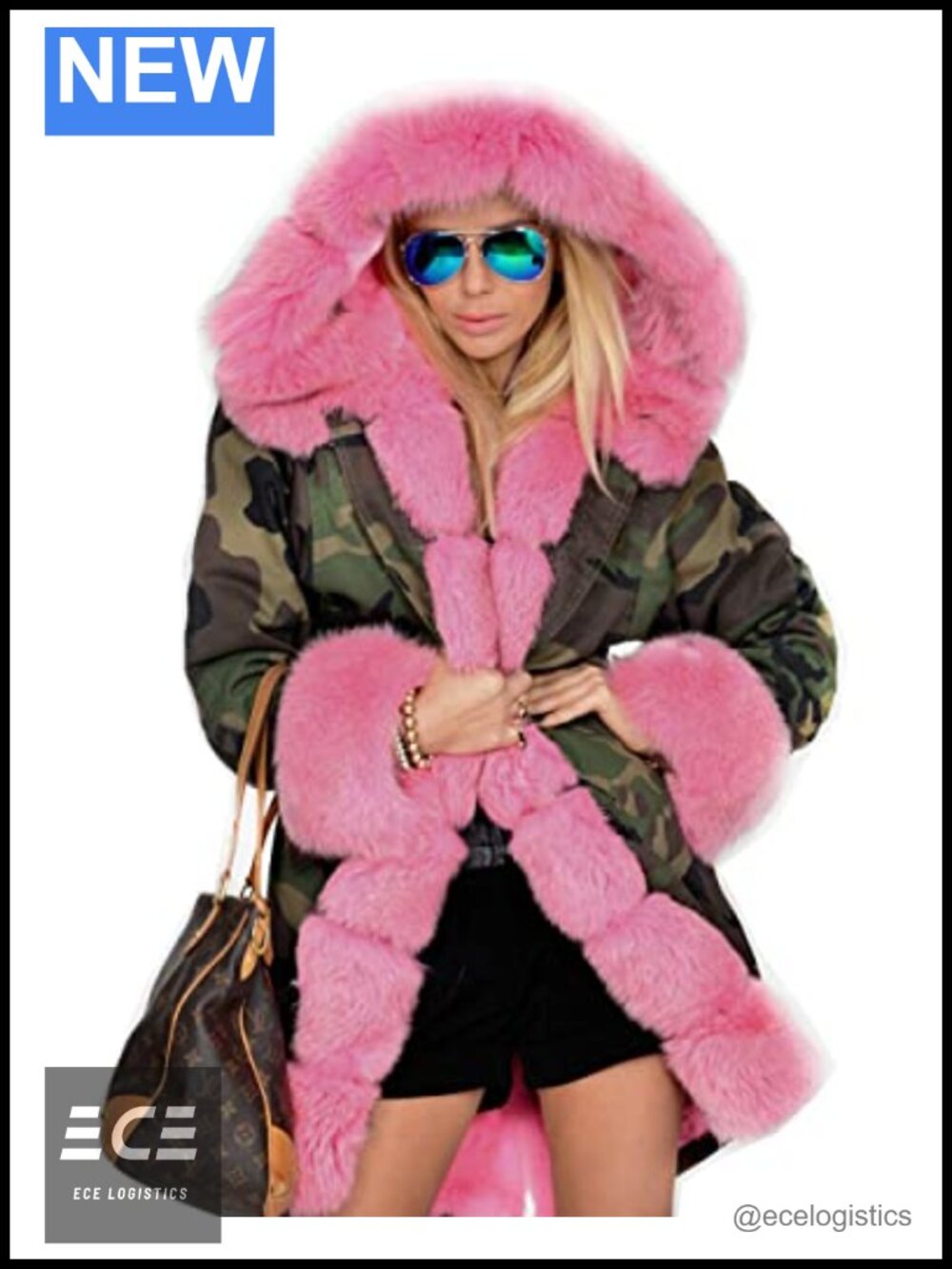 Women Thicken Warm Winter Down Parka Faux Fur Hood Overcoat